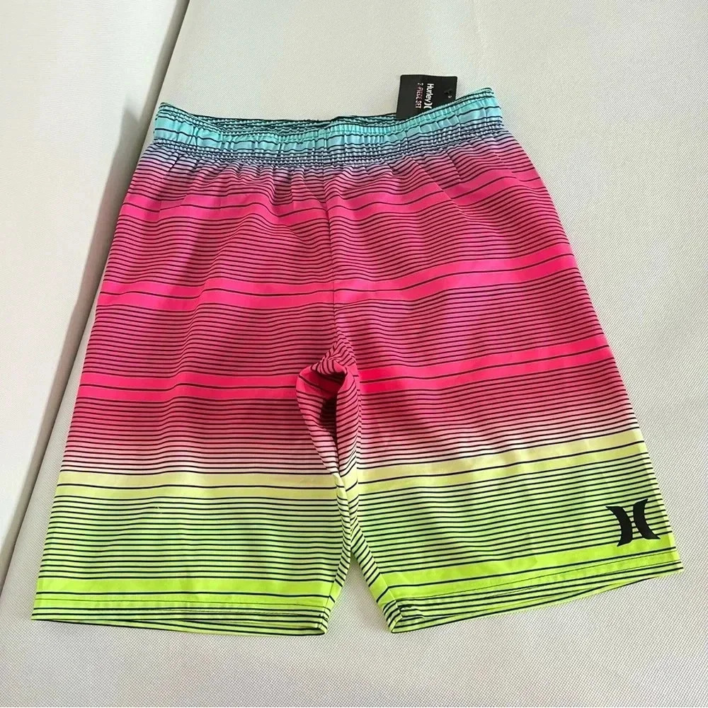 Hurley Swim Trunk Shorts Size Medium (10-12) YRS Multi Color Stripes